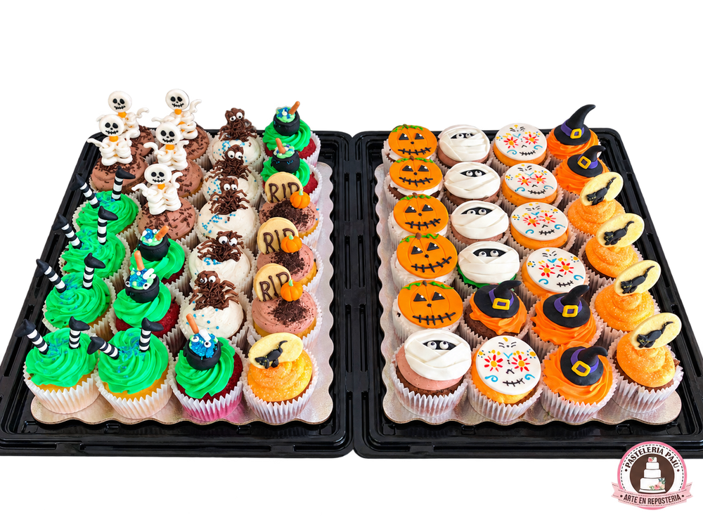 Cupcakes decorados de Halloween y Día de Muertos