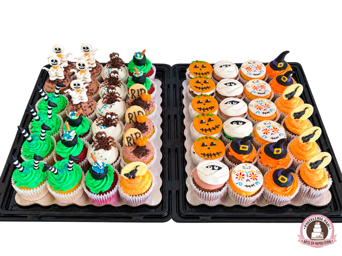 Cupcakes decorados de Halloween y Día de Muertos