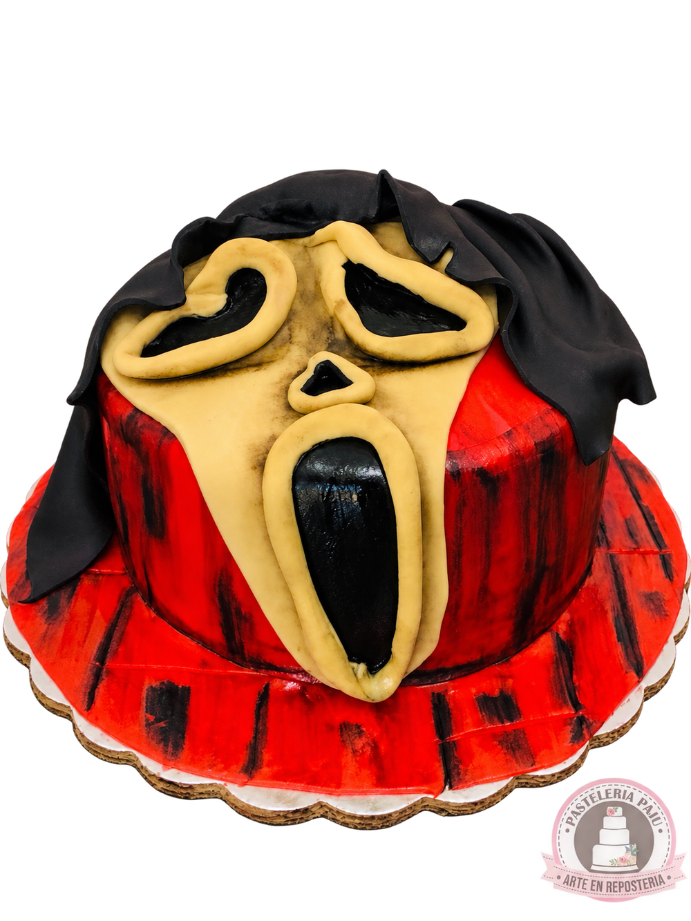 Pastel de Ghostface rojo y negro