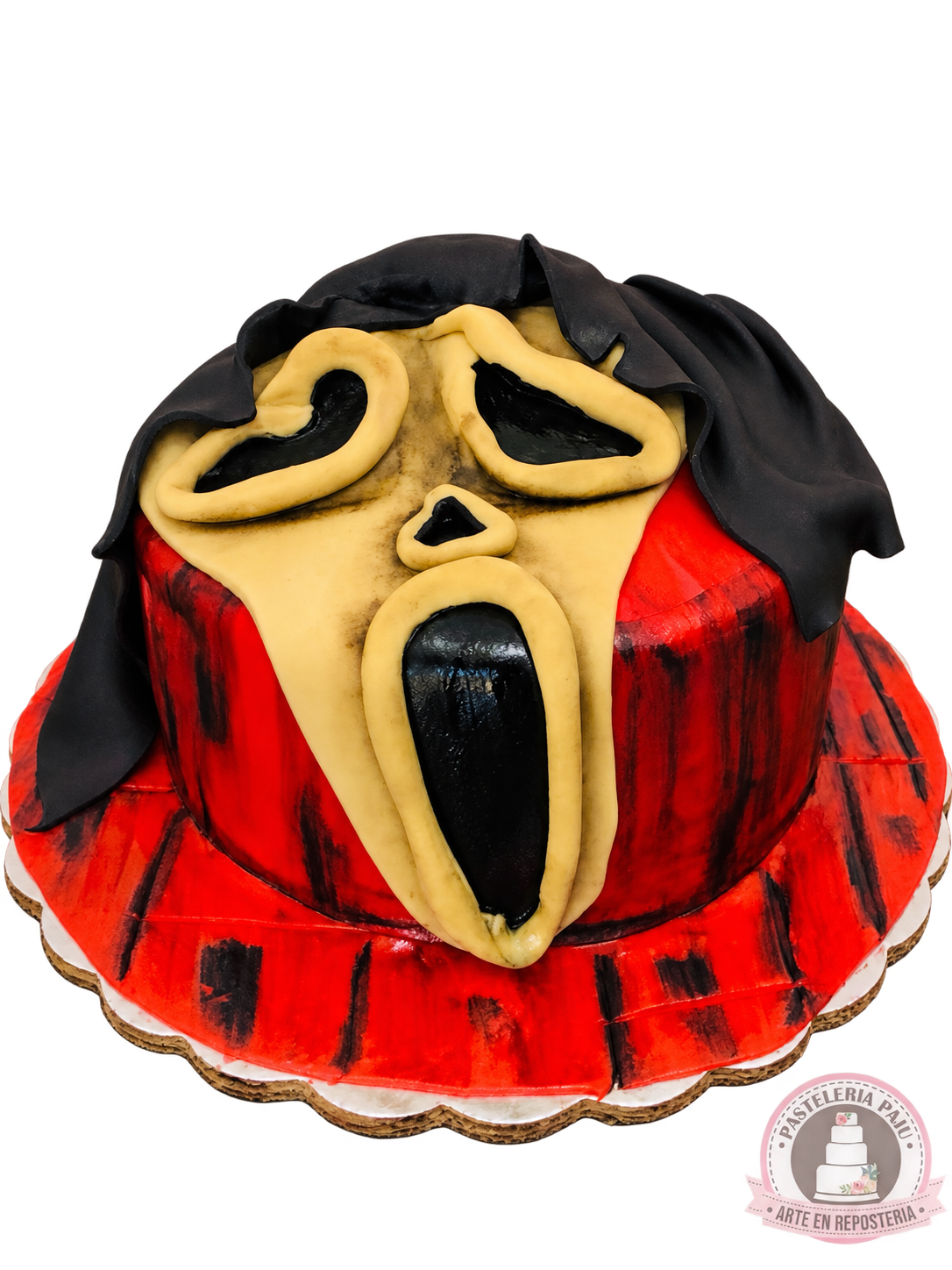 Pastel de Ghostface rojo y negro