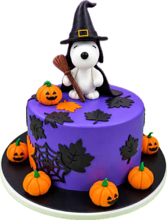 Pastel de Halloween Snoopy Brujito